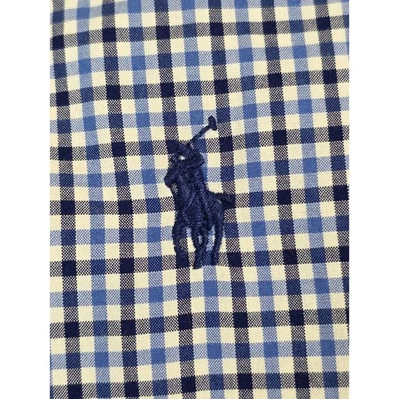 Ralph Lauren Shirt Mens XL Blue White Button Down Check Navy Pony Cotton Casual - Picture 2 of 8